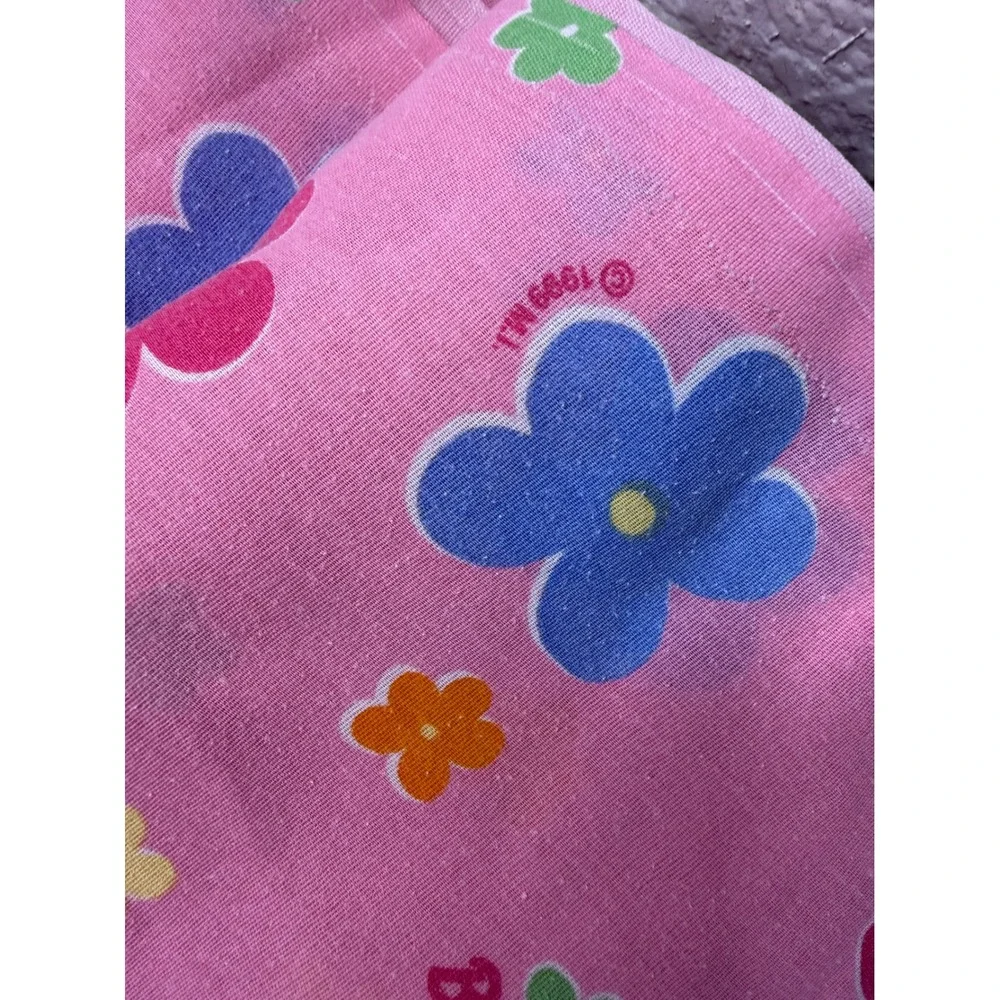 Vintage 1999 Barbie Bed Sheet Set Floral Character Print Pink White Mattel 90s